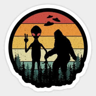 Bigfoot Alien Sunset Sticker